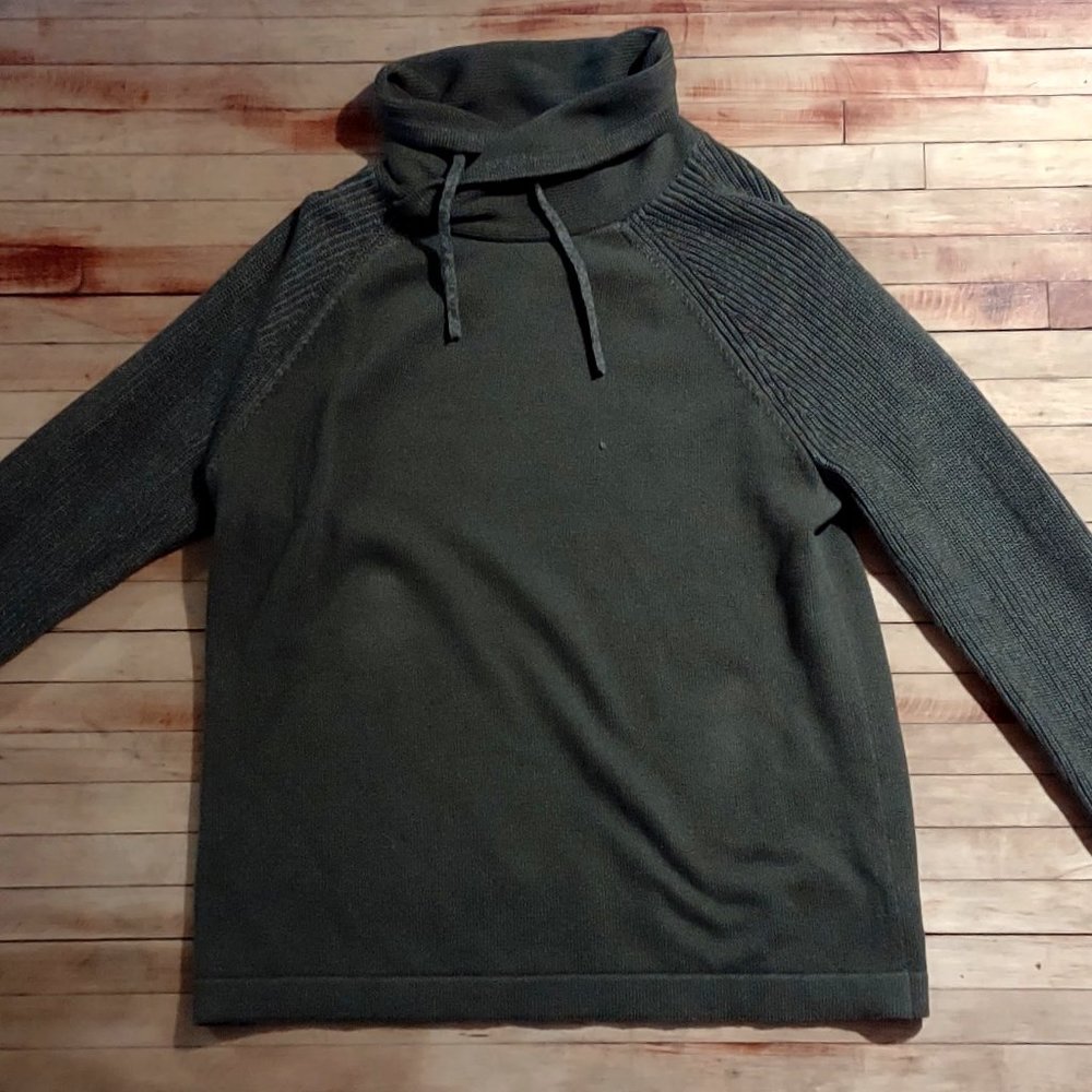 Express Green Knitted High Neck Men's Green Sweater Size Large